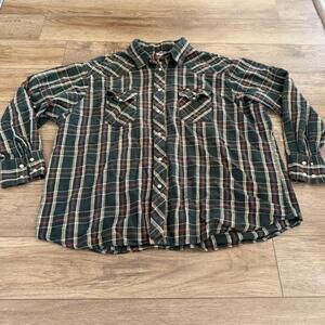 Vintage Wrangler Western Flannel Snap Shirt 90s Y2K Cowboy